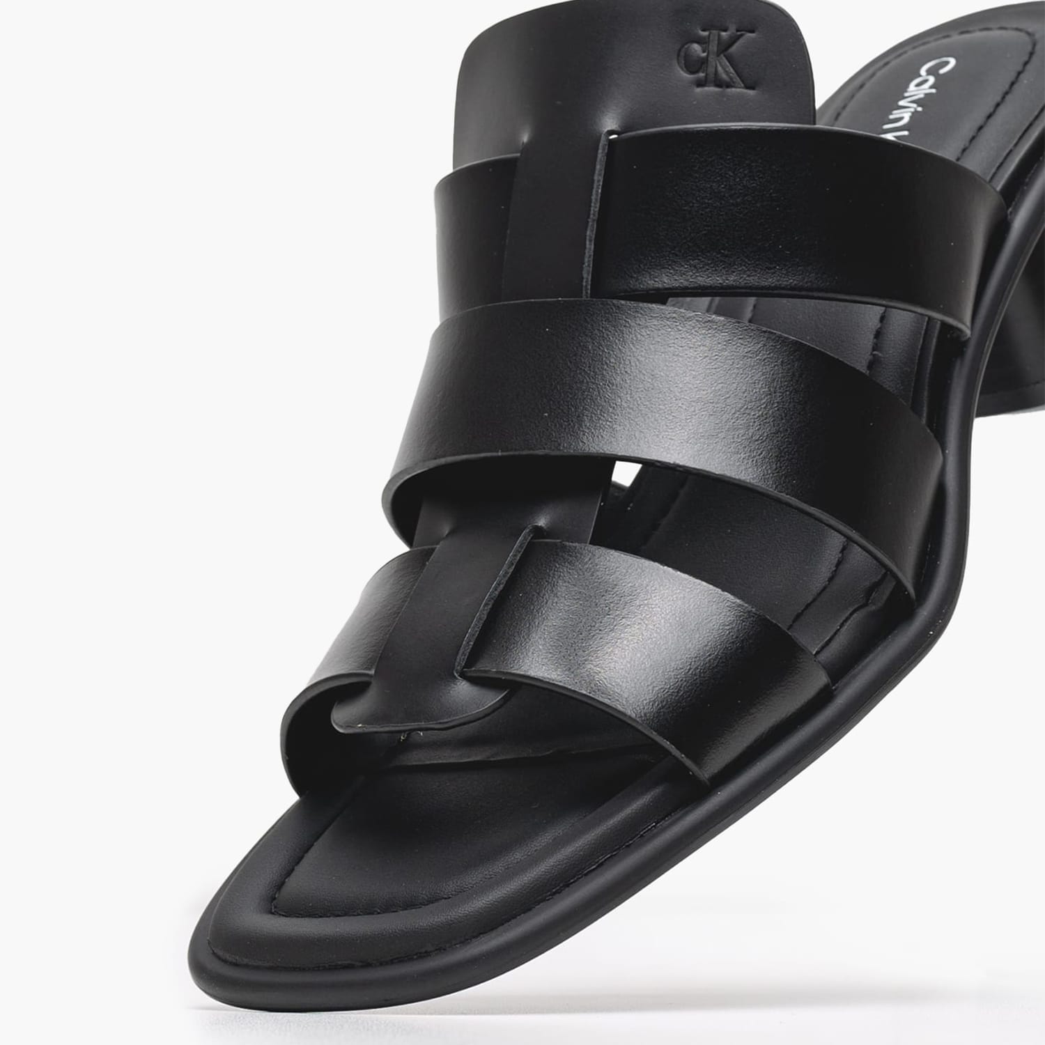 Γυναικεία Mules Heel.Square Μαύρο Δέρμα Calvin Klein