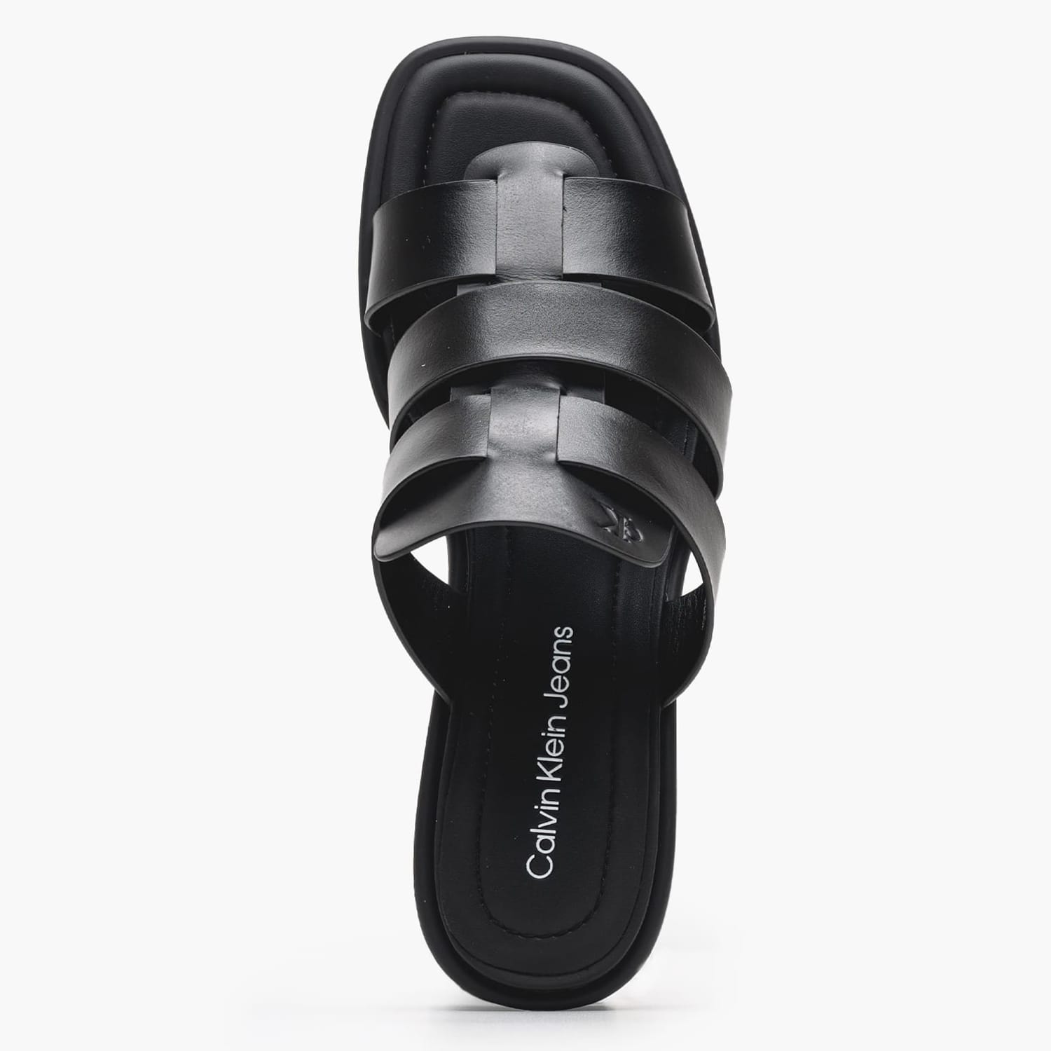 Women Mules Heel.Square Black Leather Calvin Klein Women Mules Heel.Square Black Leather Calvin Klein