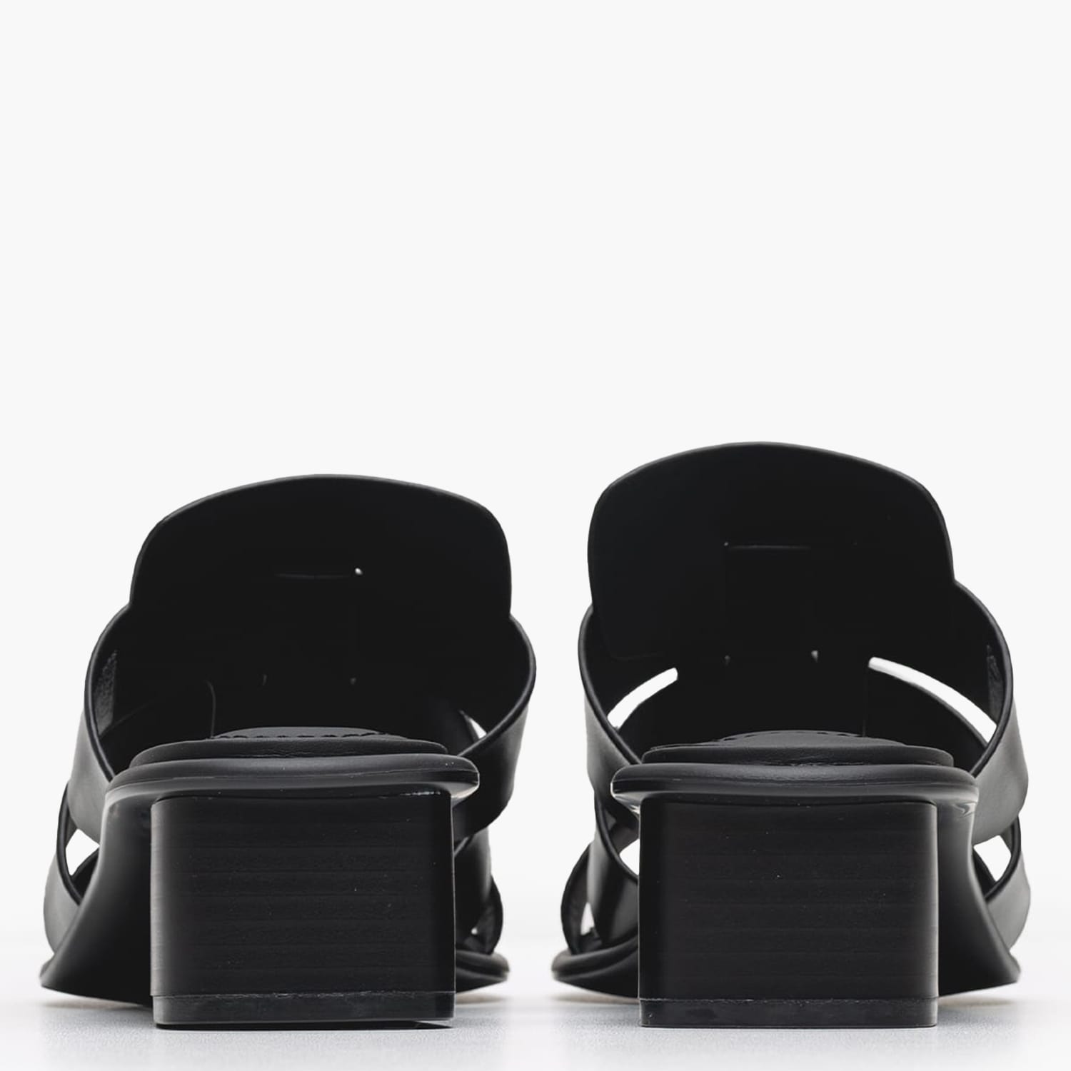Women Mules Heel.Square Black Leather Calvin Klein Women Mules Heel.Square Black Leather Calvin Klein