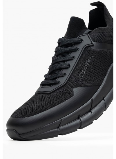 Ανδρικά Παπούτσια Casual Laceup.Knit.B Μαύρο ECOleather-Ύφασμα Calvin Klein