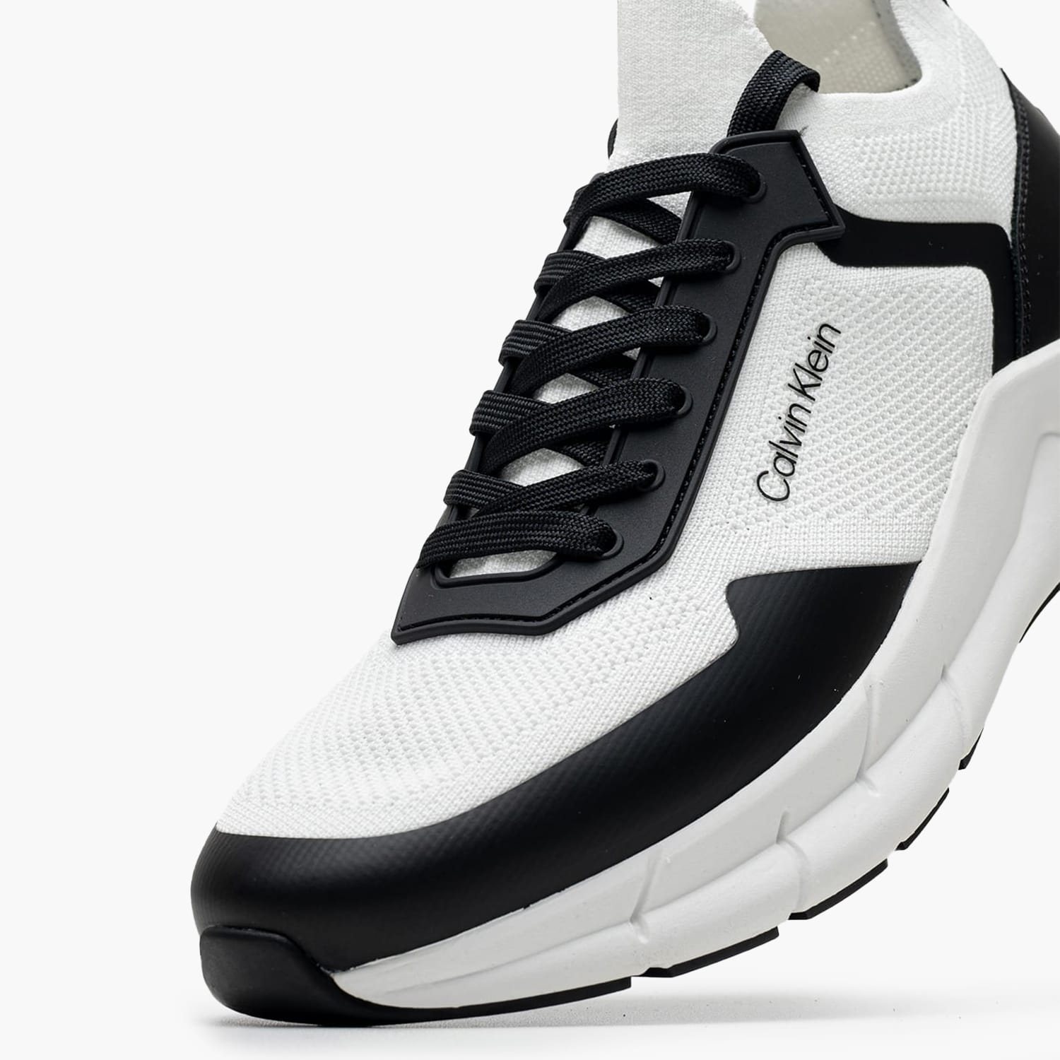 Ανδρικά Παπούτσια Casual Laceup.Knit Άσπρο ECOleather-Ύφασμα Calvin Klein
