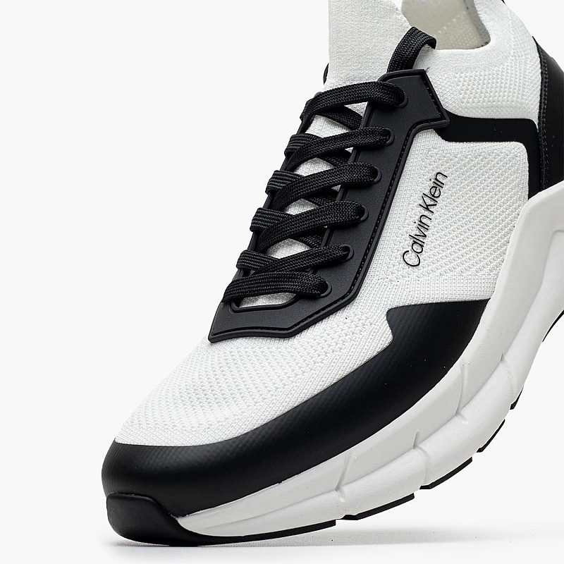 Men Casual Shoes Laceup.Knit White ECOleather-Fabric Calvin Klein