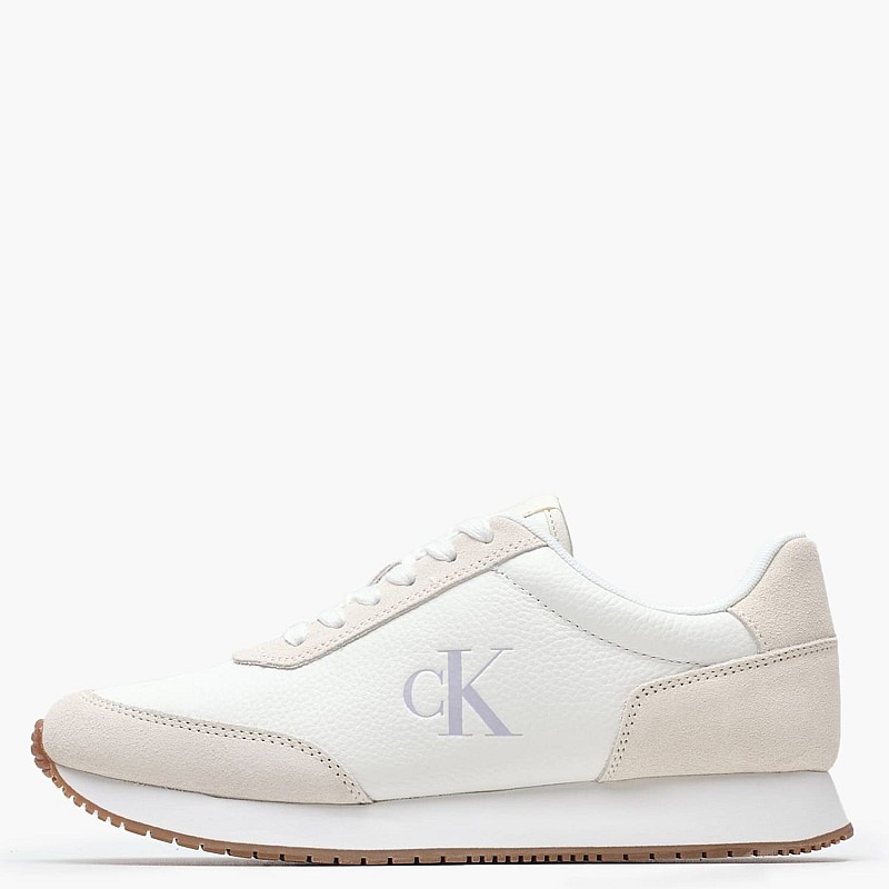 Γυναικεία Παπούτσια Casual Laceup.Mg Άσπρο Δέρμα-Δέρμα Καστόρι Calvin Klein