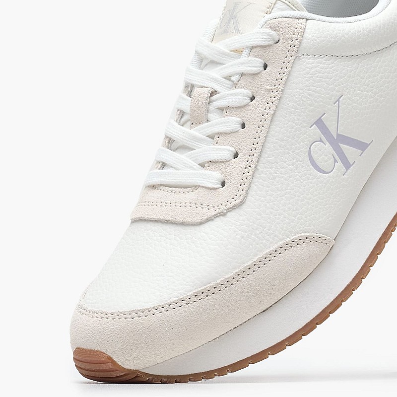 Γυναικεία Παπούτσια Casual Laceup.Mg Άσπρο Δέρμα-Δέρμα Καστόρι Calvin Klein