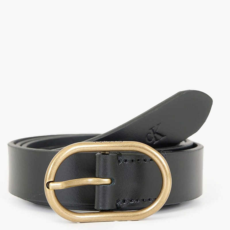 Women Belts Pin.Buckle Black Leather Calvin Klein