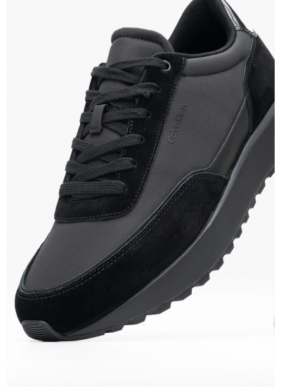 Ανδρικά Παπούτσια Casual Repreve.Mix Μαύρο Δέρμα Καστόρι-Ύφασμα Calvin Klein