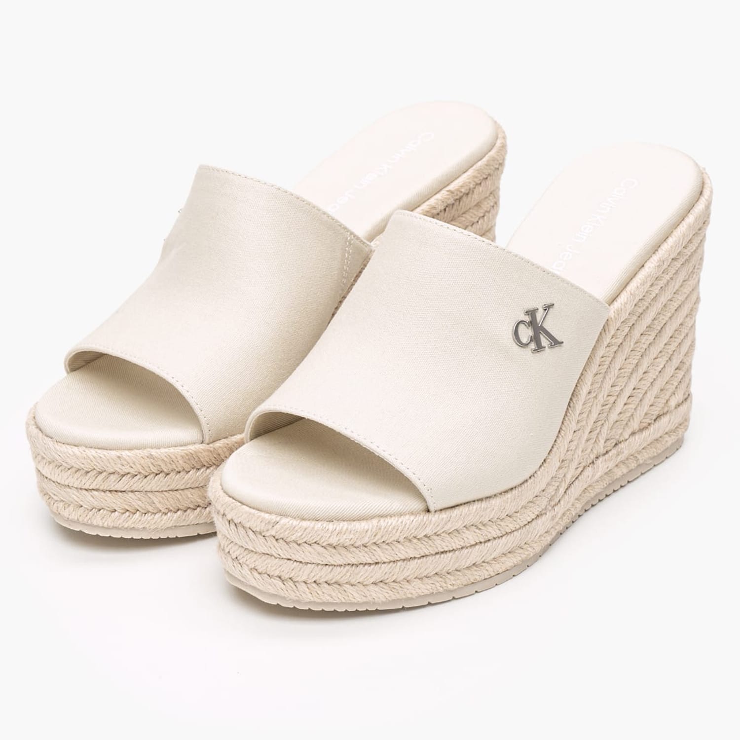 Women Platforms High Rope.Slide Beige Fabric Calvin Klein Women Platforms High Rope.Slide Beige Fabric Calvin Klein