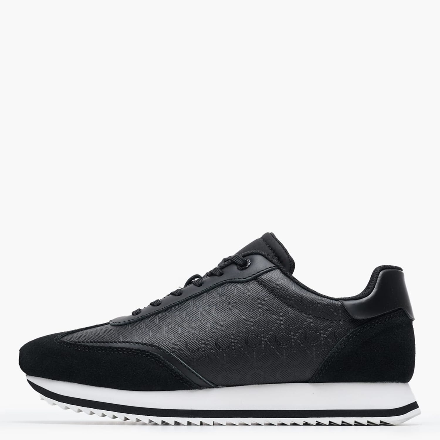Γυναικεία Παπούτσια Casual Runner.Lacemix Μαύρο Δέρμα Καστόρι-ECOleather Calvin Klein