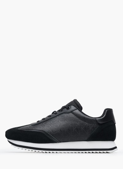 Γυναικεία Παπούτσια Casual Runner.Lacemix Μαύρο Δέρμα Καστόρι-ECOleather Calvin Klein