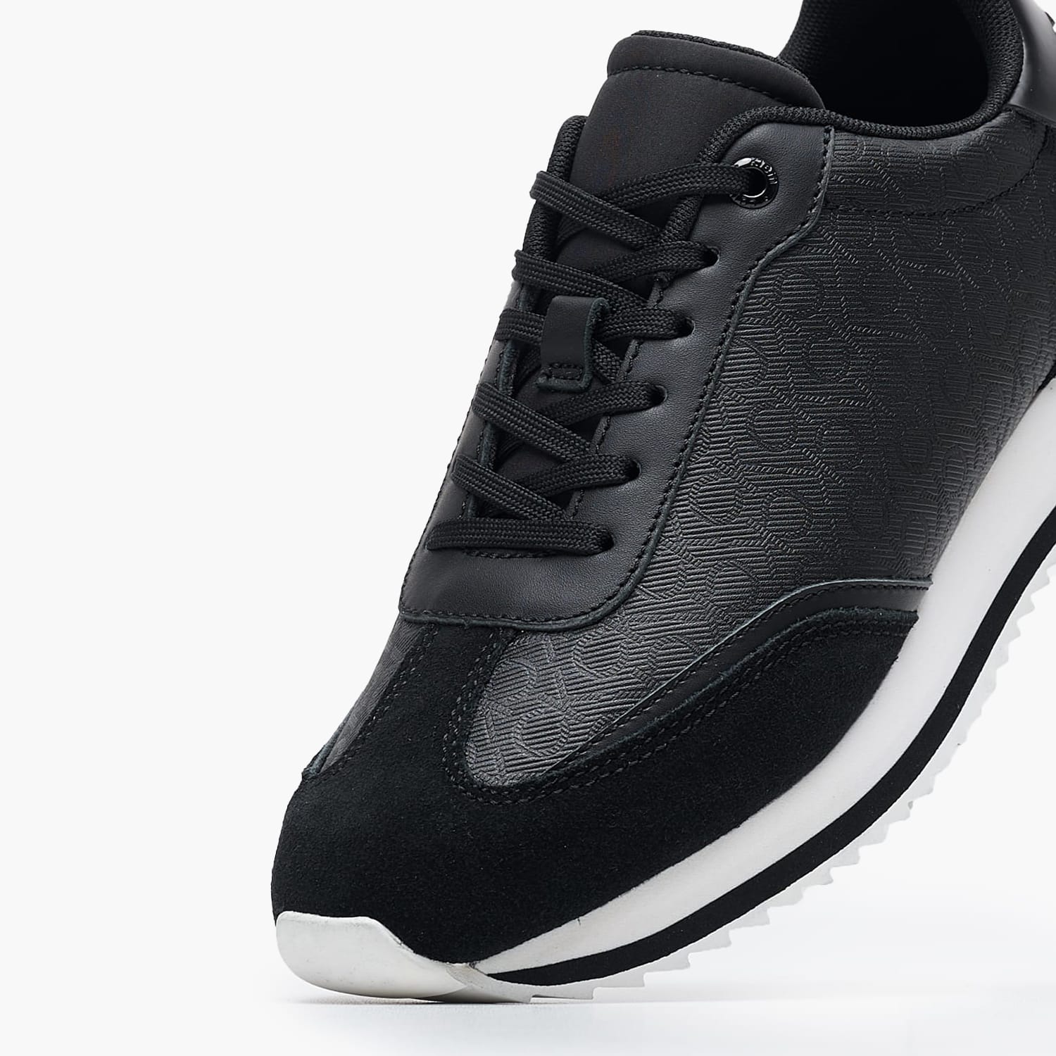 Γυναικεία Παπούτσια Casual Runner.Lacemix Μαύρο Δέρμα Καστόρι-ECOleather Calvin Klein