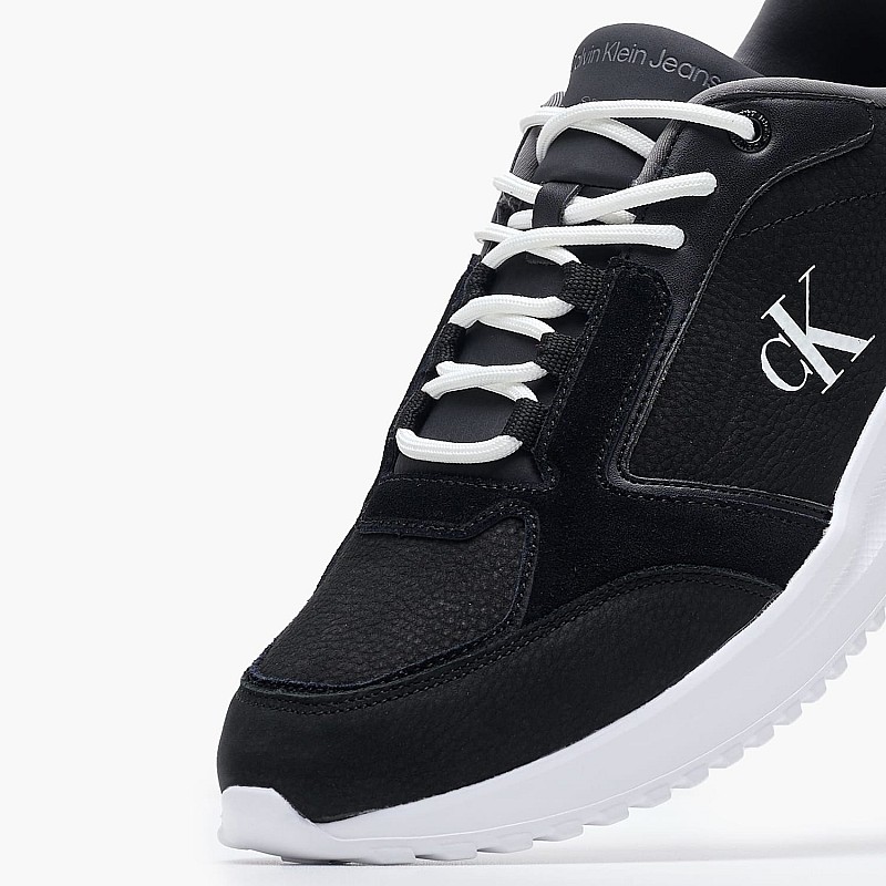 Men Casual Shoes Runner.Mg Black Leather-Buckskin Calvin Klein