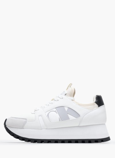Γυναικεία Παπούτσια Casual Runner.Nbs.Bl Άσπρο Δέρμα Calvin Klein