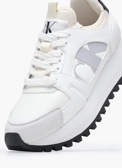Γυναικεία Παπούτσια Casual Runner.Nbs.Bl Άσπρο Δέρμα Calvin Klein