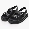 Γυναικείες Πλατφόρμες Χαμηλές Sandal.Buckle Μαύρο Δέρμα Calvin Klein Γυναικείες Πλατφόρμες Χαμηλές Sandal.Buckle Μαύρο Δέρμα Calvin Klein