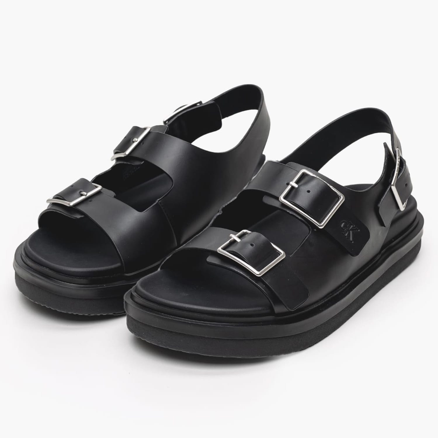 Γυναικείες Πλατφόρμες Χαμηλές Sandal.Buckle Μαύρο Δέρμα Calvin Klein Γυναικείες Πλατφόρμες Χαμηλές Sandal.Buckle Μαύρο Δέρμα Calvin Klein