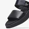 Women Platforms Low Sandal.Slide Black Leather Calvin Klein Women Platforms Low Sandal.Slide Black Leather Calvin Klein