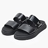 Women Platforms Low Sandal.Slide Black Leather Calvin Klein Women Platforms Low Sandal.Slide Black Leather Calvin Klein