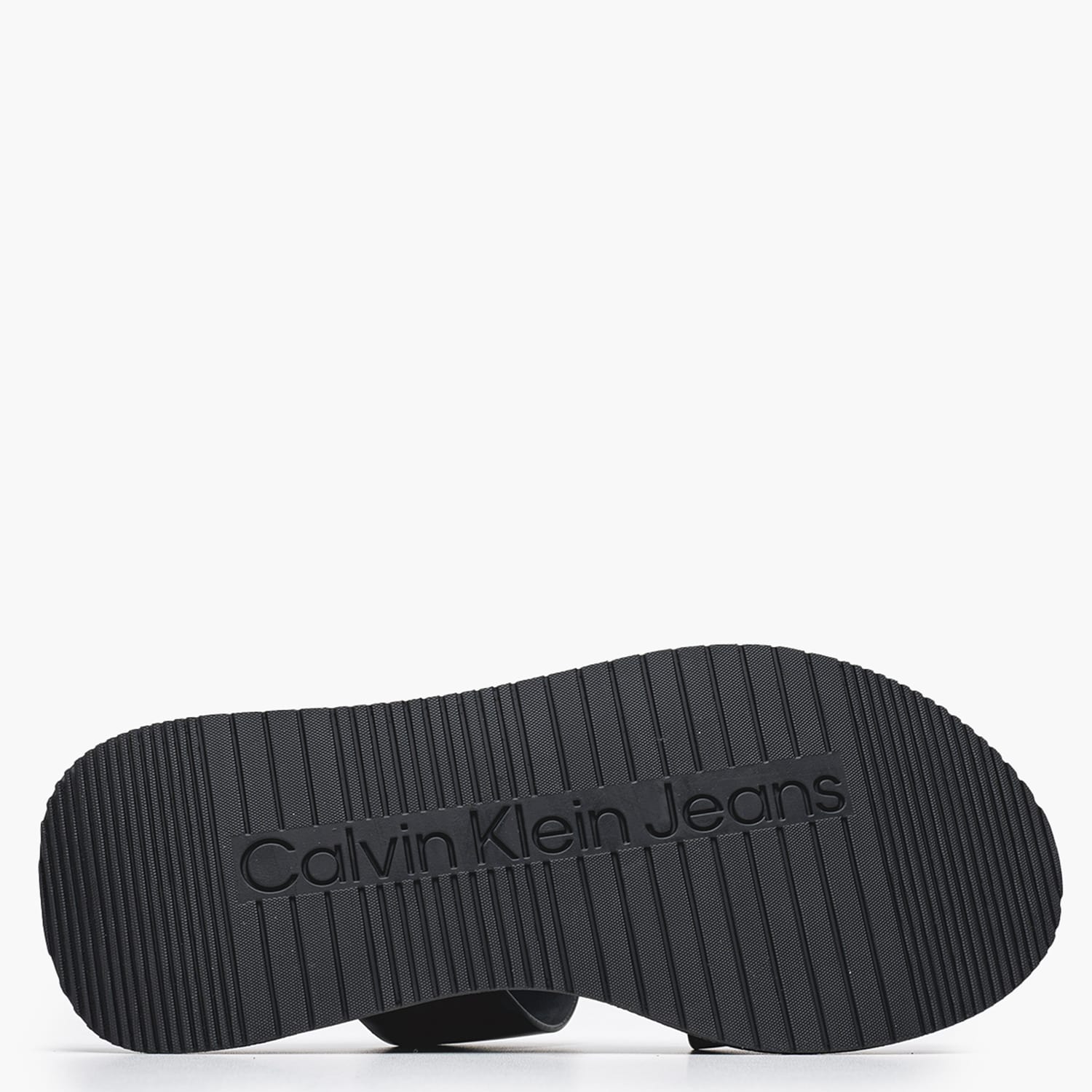 Women Platforms Low Sandal.Slide Black Leather Calvin Klein Women Platforms Low Sandal.Slide Black Leather Calvin Klein