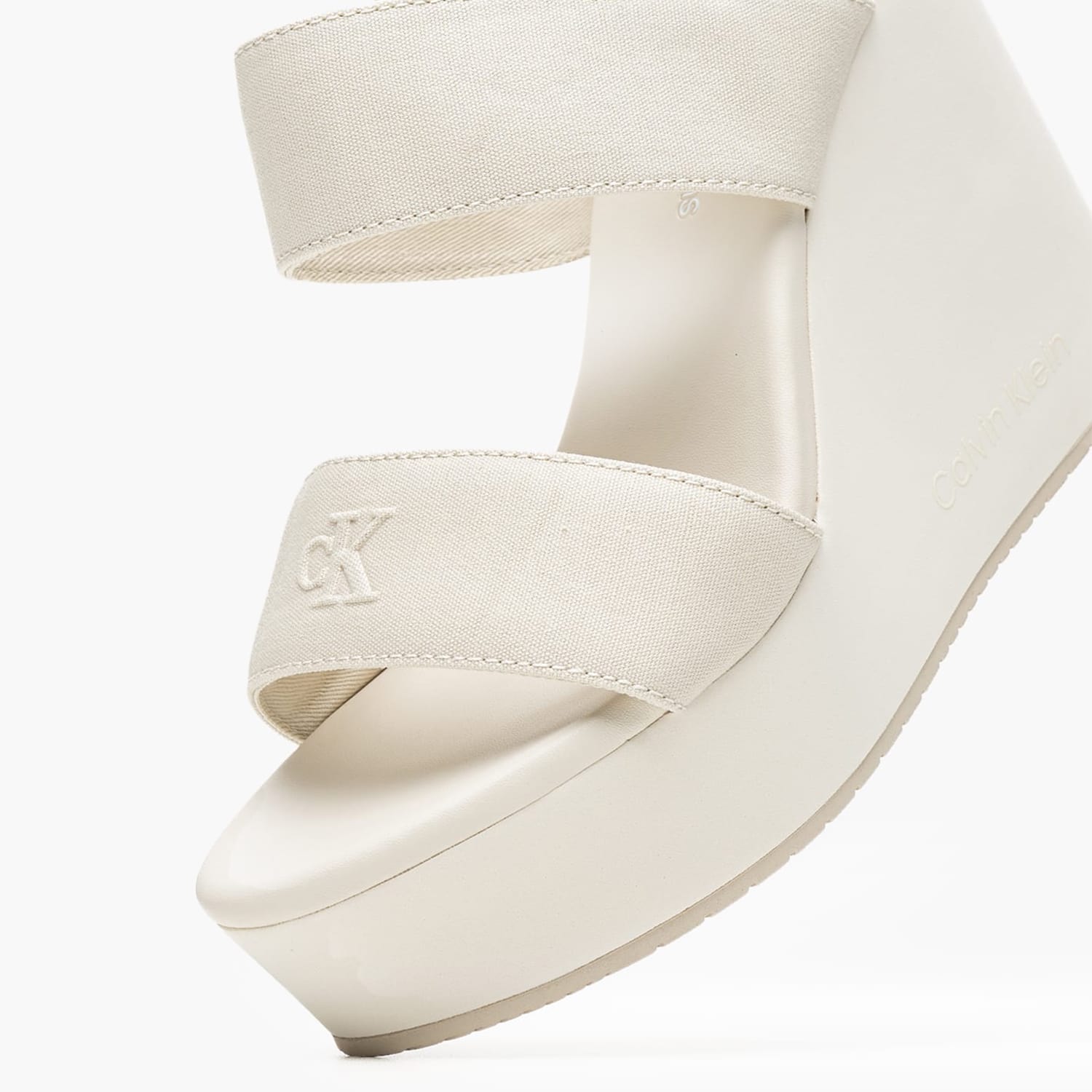 Γυναικείες Πλατφόρμες Ψηλές Sandal.Webbing Μπεζ Ύφασμα Calvin Klein