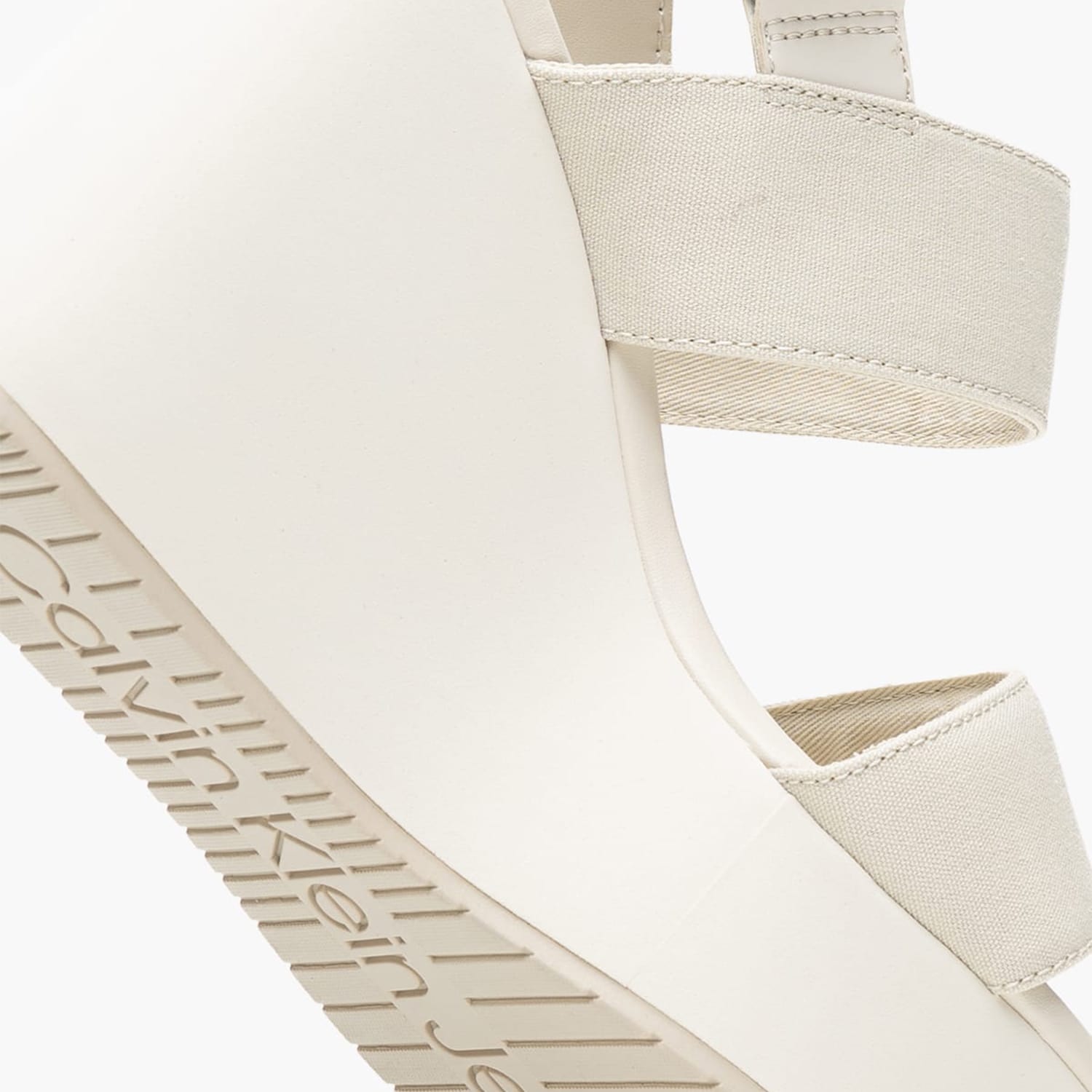Women Platforms High Sandal.Webbing Beige Fabric Calvin Klein Women Platforms High Sandal.Webbing Beige Fabric Calvin Klein