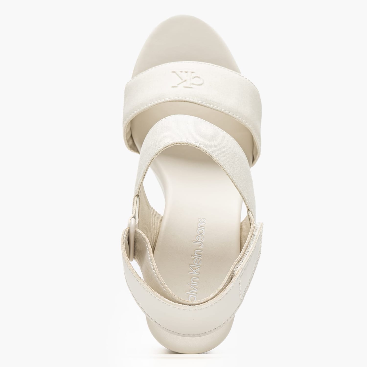 Women Platforms High Sandal.Webbing Beige Fabric Calvin Klein Women Platforms High Sandal.Webbing Beige Fabric Calvin Klein