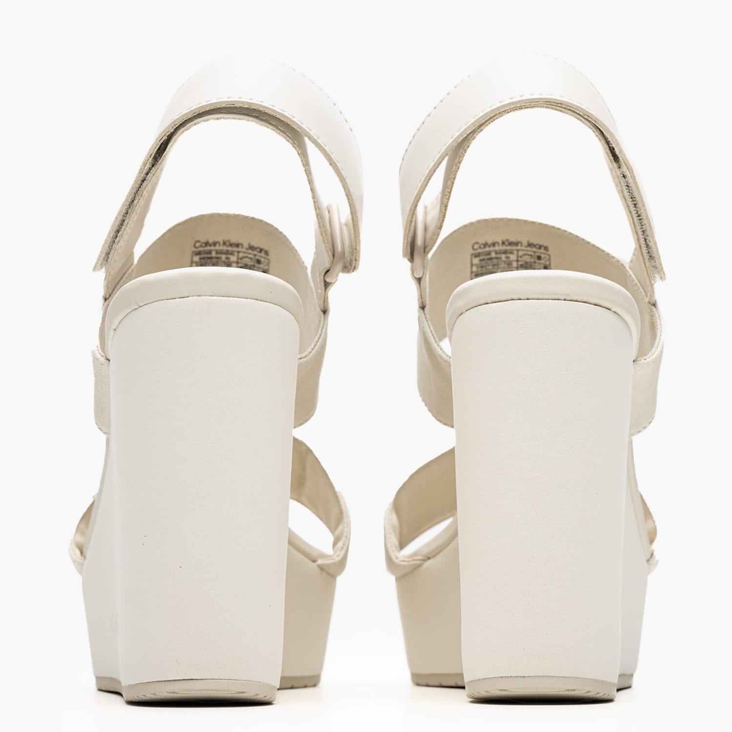 Women Platforms High Sandal.Webbing Beige Fabric Calvin Klein Women Platforms High Sandal.Webbing Beige Fabric Calvin Klein
