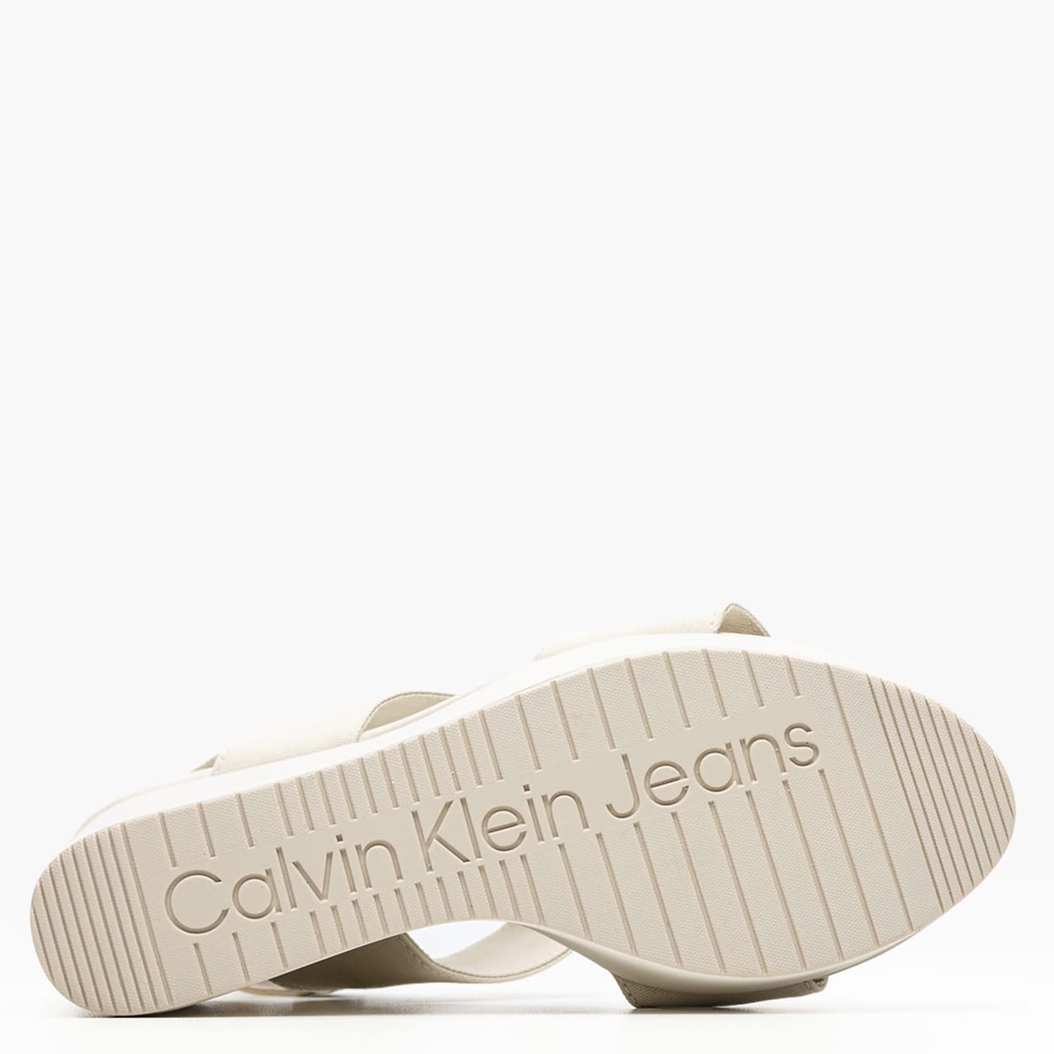Women Platforms High Sandal.Webbing Beige Fabric Calvin Klein Women Platforms High Sandal.Webbing Beige Fabric Calvin Klein