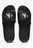 Women Flip Flops & Sandals Slide.Mono.W Black Fabric Calvin Klein