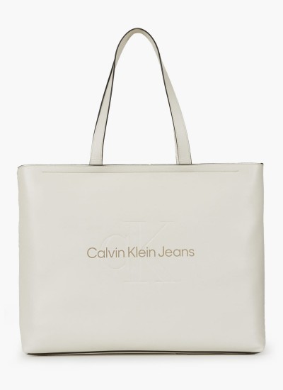 Γυναικείες Τσάντες Slim.Tote34 Μπεζ ECOleather Calvin Klein