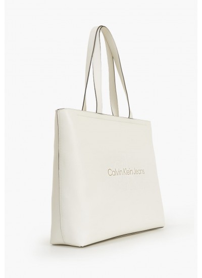 Γυναικείες Τσάντες Slim.Tote34 Μπεζ ECOleather Calvin Klein