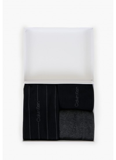 Ανδρικές Κάλτσες Stripe.3Giftbox Μαύρο Βαμβάκι Calvin Klein