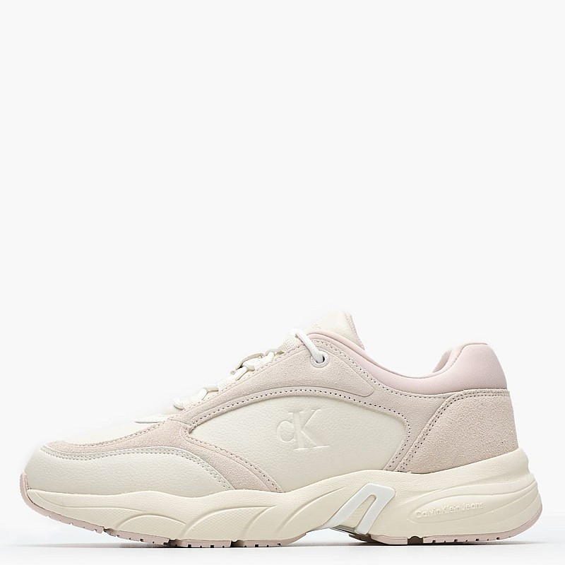 Women Casual Shoes Tennis.Media Beige Leather Calvin Klein