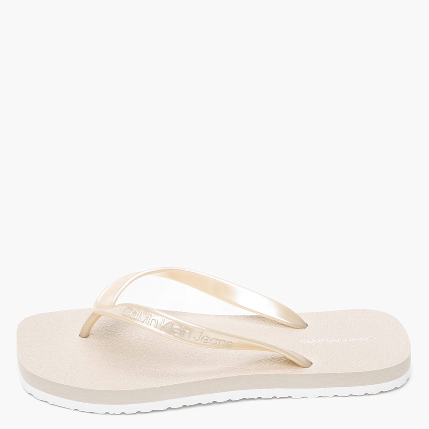 Γυναικείες Σαγιονάρες & Πέδιλα Thong.Metallic Μπεζ Καουτσούκ Calvin Klein