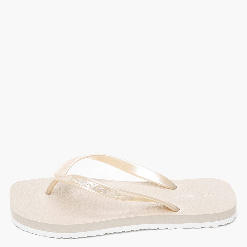 Women Flip Flops & Sandals Thong.Metallic Beige Rubber Calvin Klein