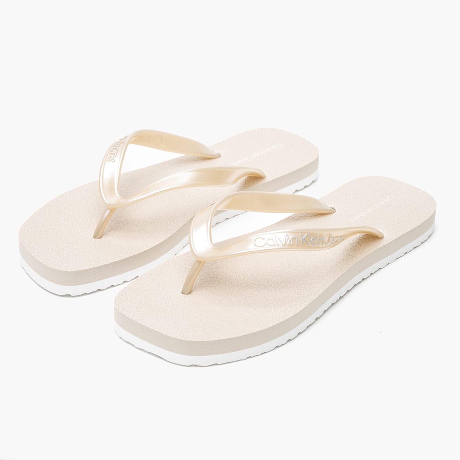 Γυναικείες Σαγιονάρες & Πέδιλα Thong.Metallic Μπεζ Καουτσούκ Calvin Klein Γυναικείες Σαγιονάρες & Πέδιλα Thong.Metallic Μπεζ Καουτσούκ Calvin Klein