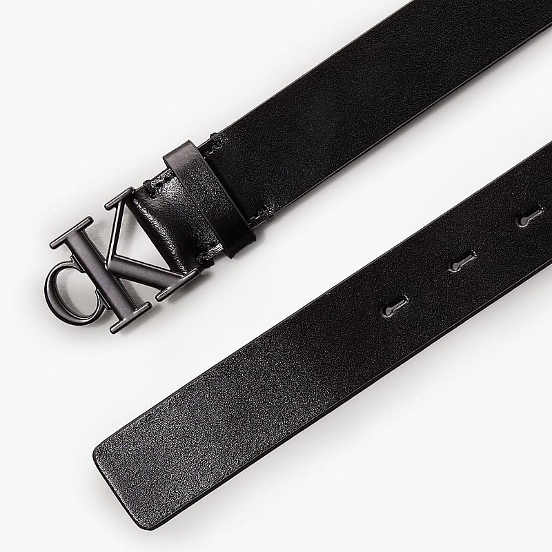Women Belts Tonal.Plaque Black Leather Calvin Klein