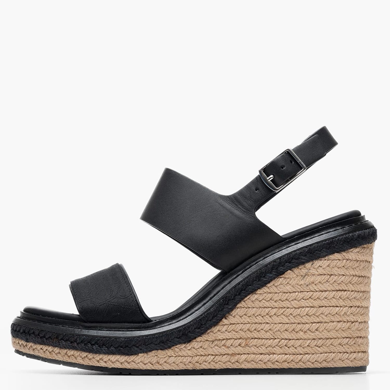 Γυναικείες Πλατφόρμες Ψηλές Wedge.Sand70 Μαύρο Δέρμα-Ύφασμα Calvin Klein