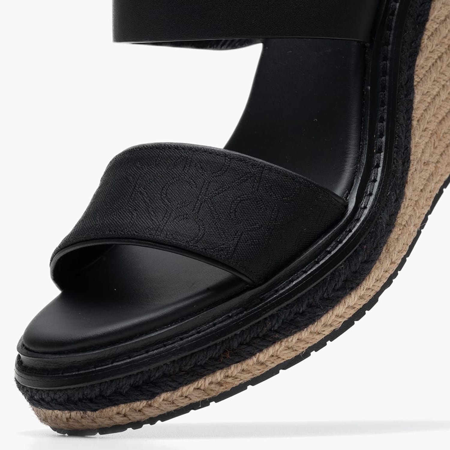 Γυναικείες Πλατφόρμες Ψηλές Wedge.Sand70 Μαύρο Δέρμα-Ύφασμα Calvin Klein