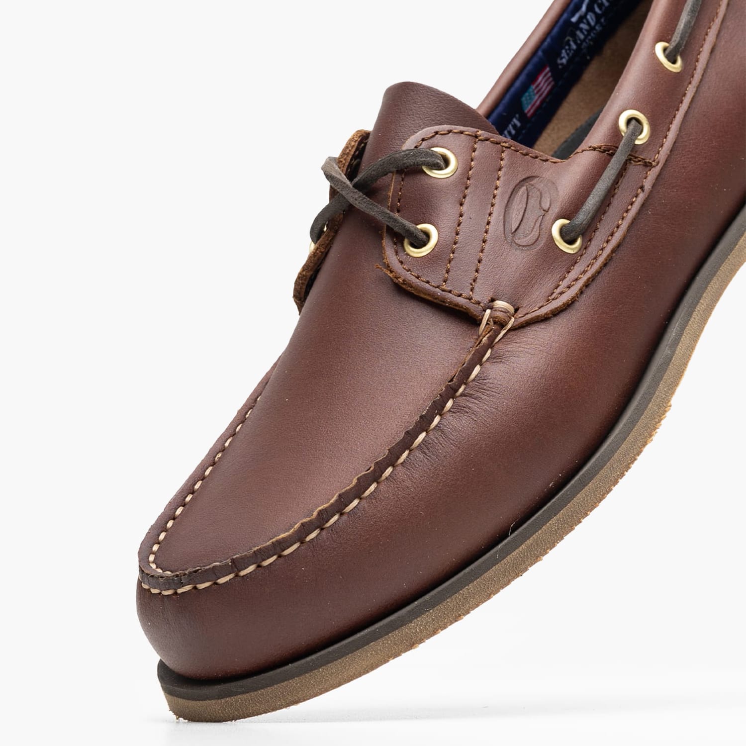 Men Sailing shoes C4 Brown Leather Sea and City