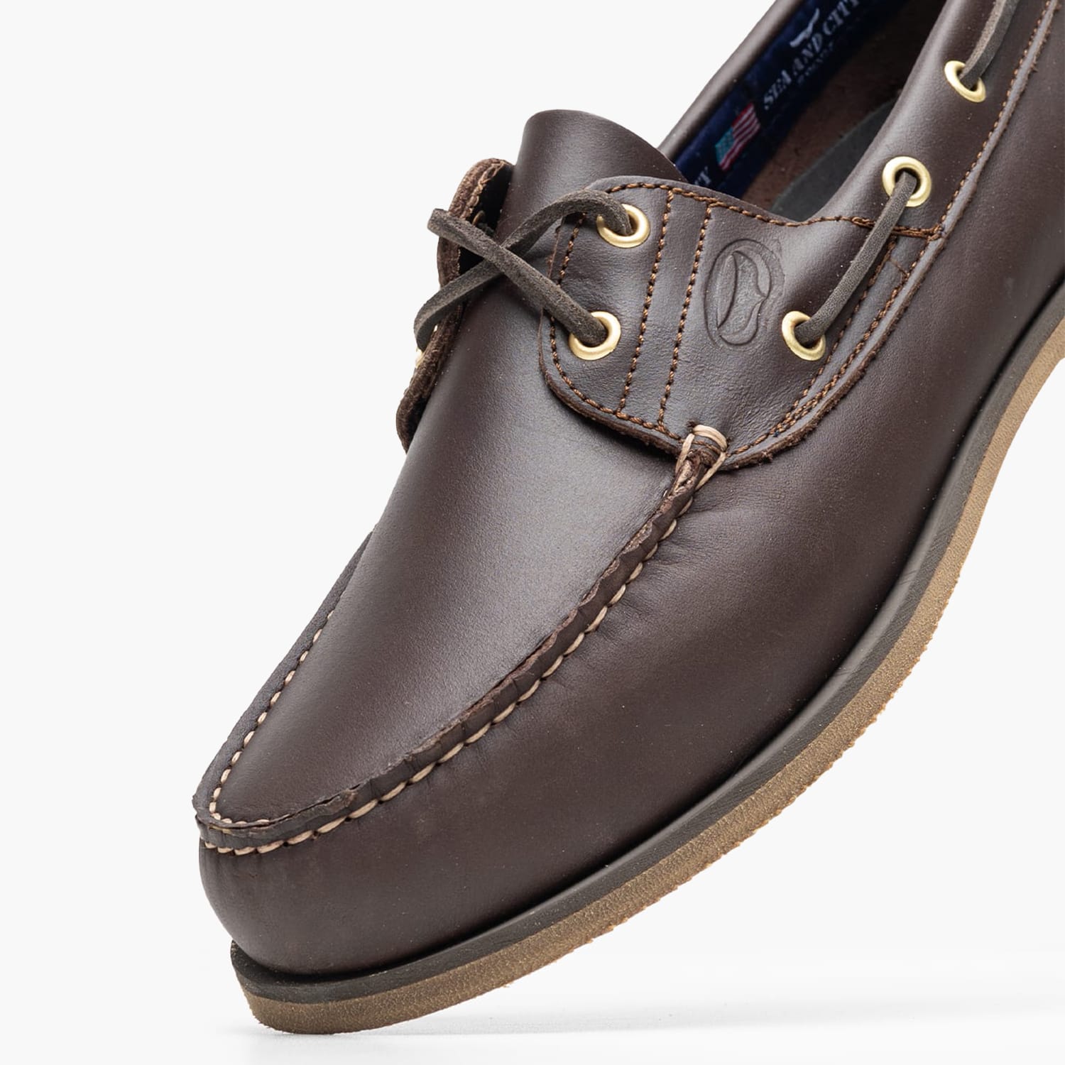 Men Sailing shoes C4 DarkBrown Leather Sea and City