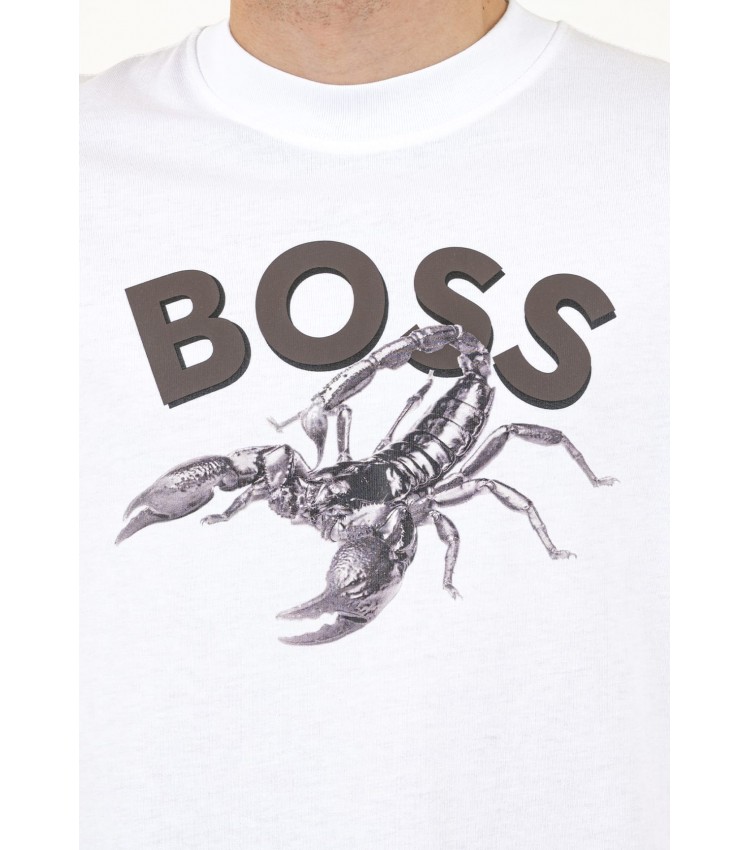 Ανδρικές Μπλούζες Te.Bossfish Άσπρο Βαμβάκι Boss Ανδρικές Μπλούζες Te.Bossfish Άσπρο Βαμβάκι Boss