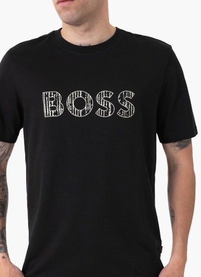 Ανδρικές Μπλούζες Anion Μαύρο Βαμβάκι Boss