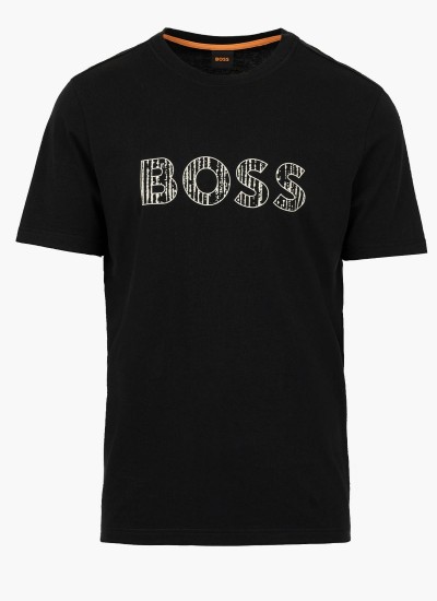 Ανδρικές Μπλούζες Anion Μαύρο Βαμβάκι Boss