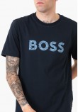 Ανδρικές Μπλούζες Te.Lgotexture Σκούρο Μπλε Βαμβάκι Boss
