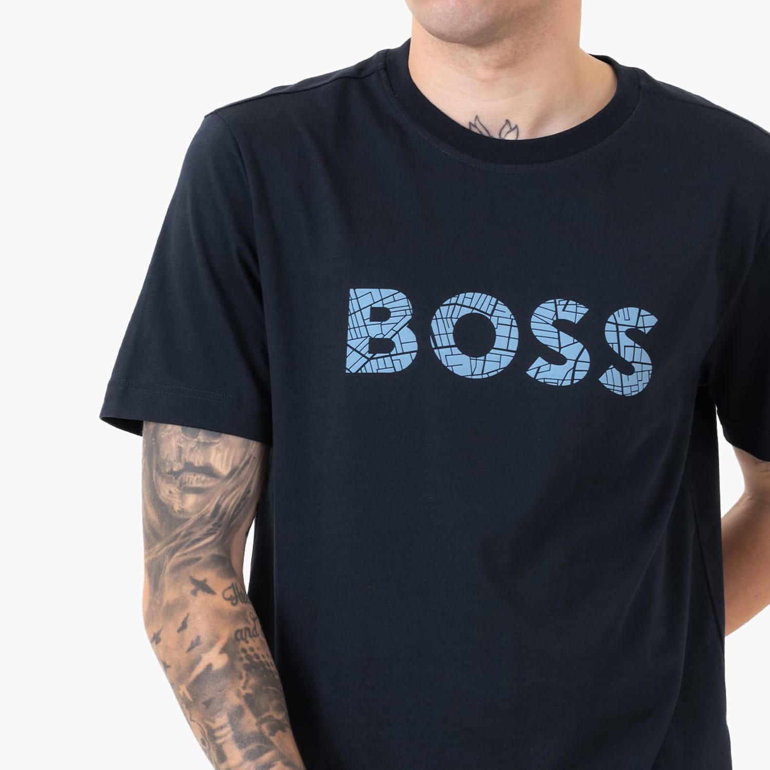 Ανδρικές Μπλούζες Te.Lgotexture Σκούρο Μπλε Βαμβάκι Boss