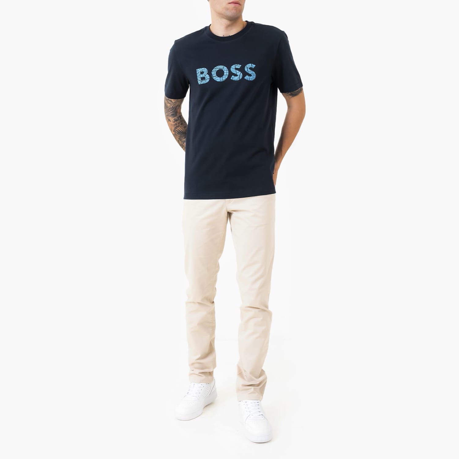 Ανδρικές Μπλούζες Te.Lgotexture Σκούρο Μπλε Βαμβάκι Boss Ανδρικές Μπλούζες Te.Lgotexture Σκούρο Μπλε Βαμβάκι Boss