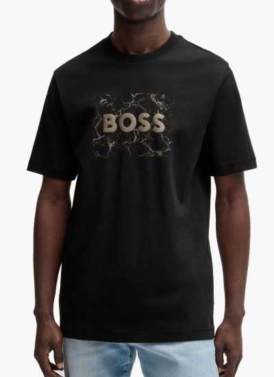 Ανδρικές Μπλούζες Anion Μαύρο Βαμβάκι Boss