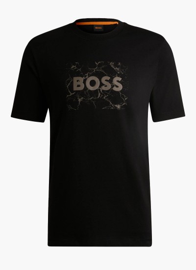 Ανδρικές Μπλούζες Anion Μαύρο Βαμβάκι Boss