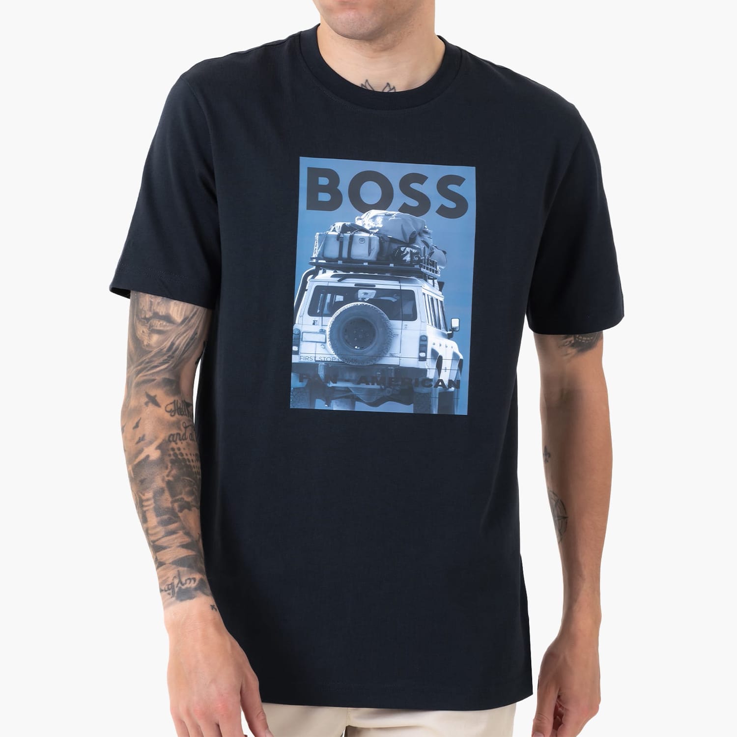 Ανδρικές Μπλούζες Te.Mextour Σκούρο Μπλε Βαμβάκι Boss
