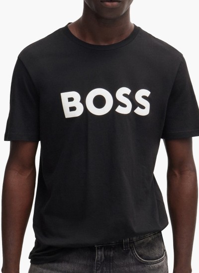 Ανδρικές Μπλούζες Anion Μαύρο Βαμβάκι Boss